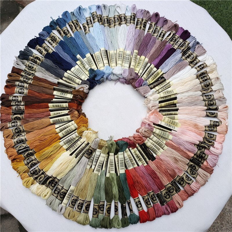 100 tk/komplekt Kvaliteetne 100% Egiptuse pika klambriga puuvillane tikkimisniit Ristpistes niit