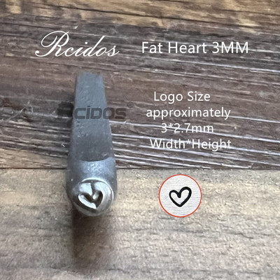 RCIDOS Fat Heart 2mm, 3mm standartinis širdies plieno perforatorius, metaliniai papuošalų dizaino antspaudai, 1 vnt kaina