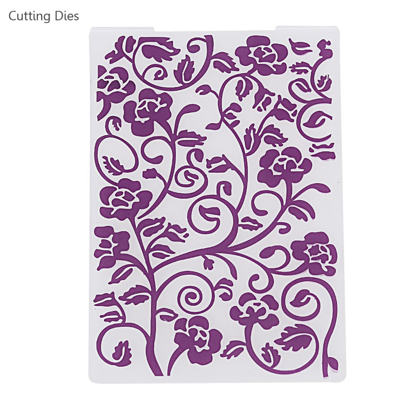 Μωβ Χρώμα Λουλούδι Πλαστική Ανάγλυφη Φάκελος για Scrapbooking Διακόσμηση άλμπουμ Diy Χαρτί χάρτινη κατασκευή