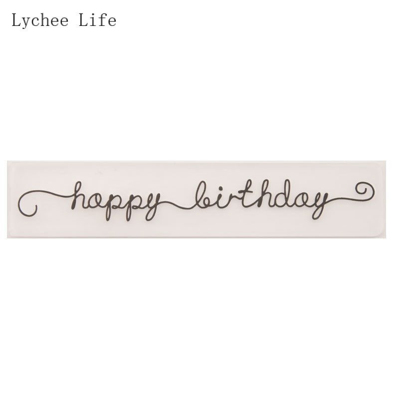 Lychee Life Χρόνια Πολλά Πλαστικά Στένσιλ Φακέλων με Ανάγλυφο Για Κάρτα Scrapbooking Φωτογραφικό Άλμπουμ Χαρτί Κατασκευή Χειροποίητη Χειροτεχνία