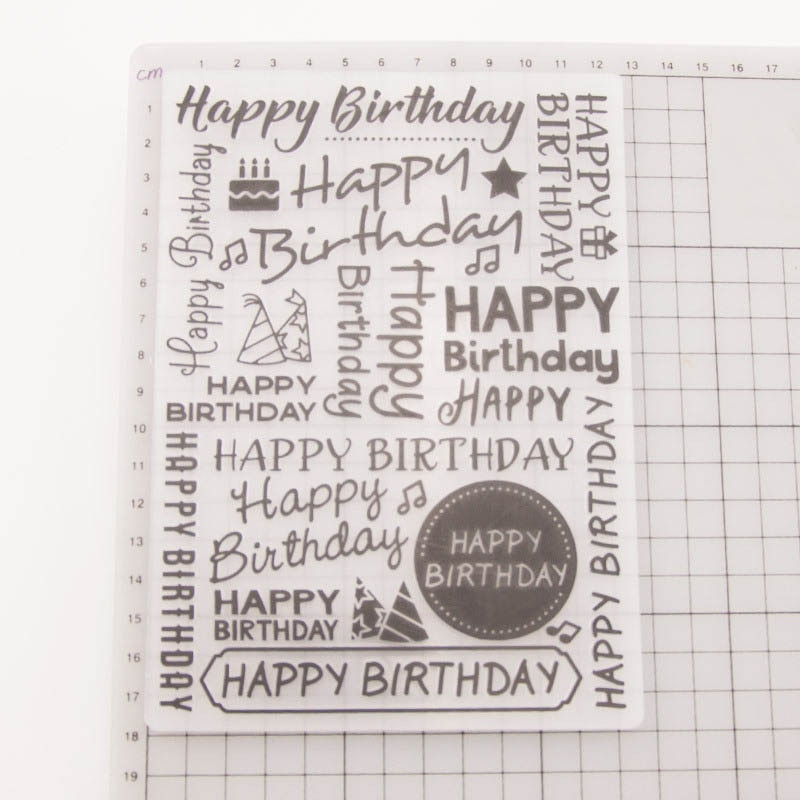 1tk plastist vormimall reljeefne reljeefne kaust DIY palju õnne sünnipäevaks fotoalbum mitmekülgne tootmispaberkaart