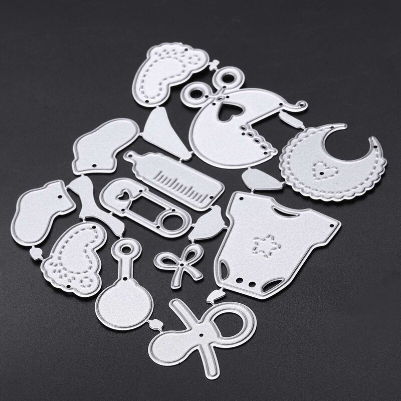 40 vnt reljefinių trafaretų: „Scrapbooking“ pjaustymo šablonų įspaudimo mašina, 12 vnt „Baby“ ir 28 vnt. anglų kalbos abėcėlės