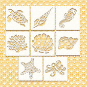 1vnt Animacinių filmų jūrinių gyvūnų trafaretai, tapybos šablonai, įspausti „pasidaryk pats“ amatų žurnalo iškarpų kūrimo priedai tuščiaviduriai šablonai