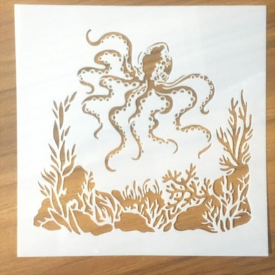 1vnt Animacinių filmų jūrinių gyvūnų trafaretai, tapybos šablonai, įspausti „pasidaryk pats“ amatų žurnalo iškarpų kūrimo priedai tuščiaviduriai šablonai