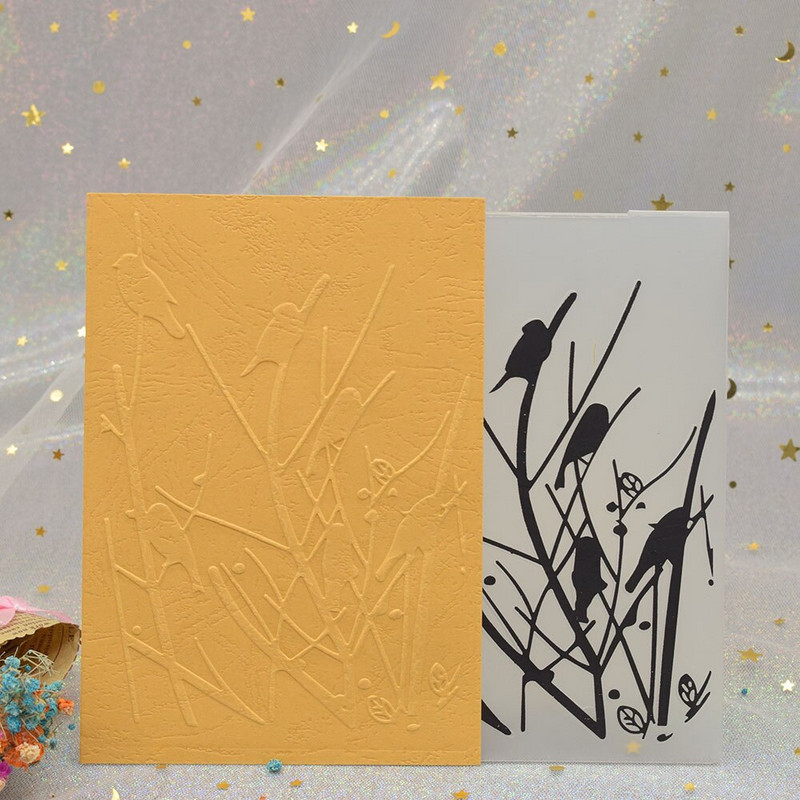 Μοτίβο πουλιών τρισδιάστατοι ανάγλυφες φάκελοι για DIY Scrapbooking Χάρτινη Κάρτα Κατασκευής Χειροτεχνίας Πλαστικό Πρότυπο Στένσιλ για Ανάγλυφο