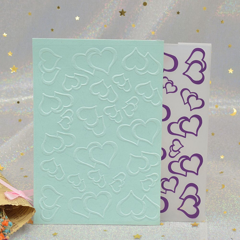 Μοτίβο καρδιάς τρισδιάστατοι ανάγλυφες φάκελοι για χάρτινη κάρτα DIY Scrapbooking Making Craft Plastic Embossing Template Stencil