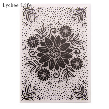 Lychee Life Plastic Embossing Folder for Scrapbook Card Album DIY Plastic Template Stamping Pattern Sunflower