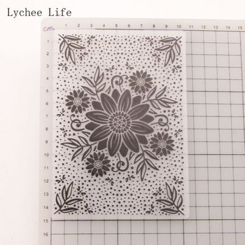 Lychee Life Пластмасова релефна папка за лексикон Направи си сам Албум Инструмент за картичка Пластмасов шаблон за щамповане Слънчогледов шаблон