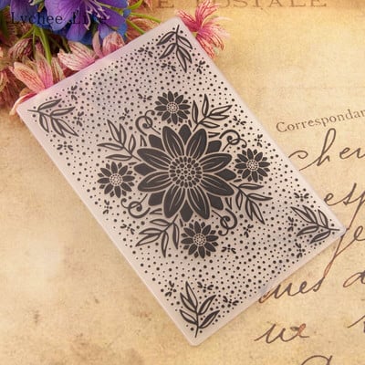 Lychee Life Plastic Embossing Folder for Scrapbook Card Album DIY Plastic Template Stamping Pattern Sunflower