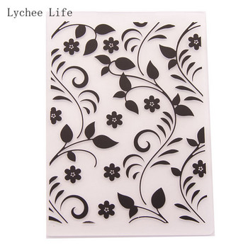 Lychee Life Σχέδιο Χριστουγέννων Λουλούδι Πλαστικός Φάκελος ανάγλυφο 10,5x14,8cm For Scrapbooking Πρότυπο εργαλείου δημιουργίας καρτών άλμπουμ DIY