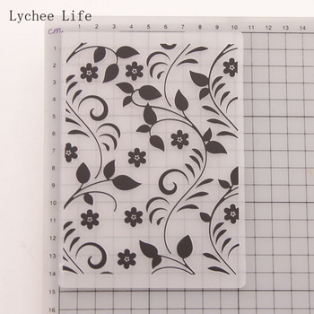 Lychee Life Christmas Flower Design Пластмасова релефна папка 10,5x14,8 см за Scrapbooking Направи си сам Албум Шаблон за инструмент за изработка на карти