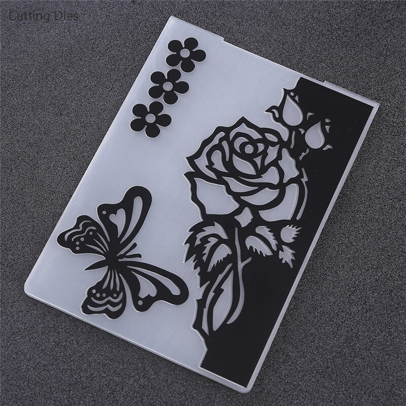 Ροζ λουλούδι σε σχήμα πεταλούδας πλαστικοί ανάγλυφες φάκελοι For Diy Scrapbooking Κάρτα άλμπουμ φωτογραφιών Δημιουργία προτύπων χειροτεχνίας σφραγίδων