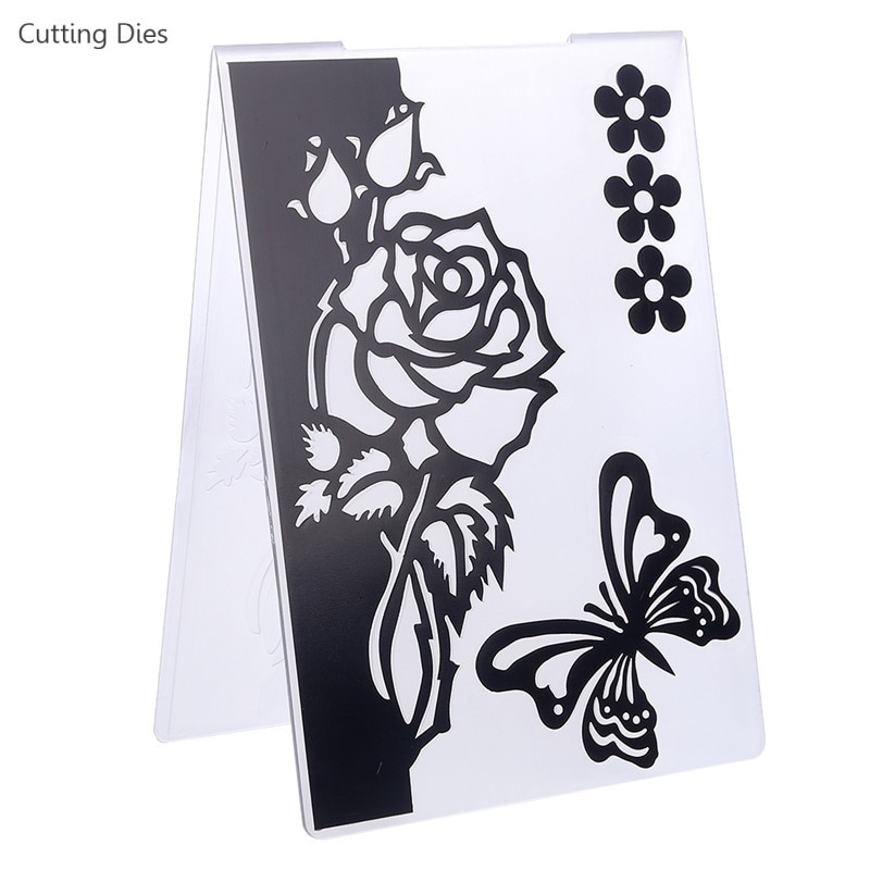 Ροζ λουλούδι σε σχήμα πεταλούδας πλαστικοί ανάγλυφες φάκελοι For Diy Scrapbooking Κάρτα άλμπουμ φωτογραφιών Δημιουργία προτύπων χειροτεχνίας σφραγίδων