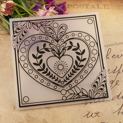 15x15cm Rainbow Heart Plastic Embosser Stencil DIY Embossing Folders 2022 For Card Making Supplies Paper Craft Scrapbooking