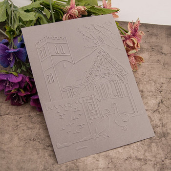 Селска къща Пластмасови релефни папки Фон за изработка на картички Направи си сам Скрапбукинг Хартиени декорации Консумативи за занаяти 12,7x17,8 см