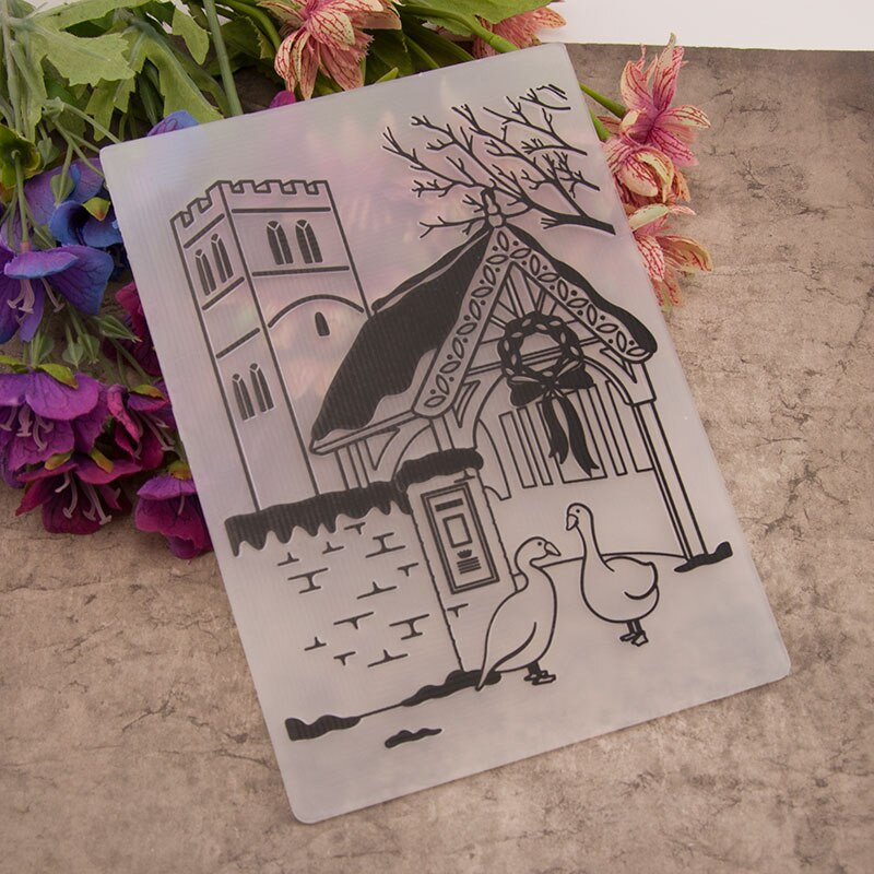 Foldere de gofrare din plastic Farmhouse Fundal pentru realizarea de carduri DIY Scrapbooking Hârtie de decorare Articole pentru artizanat 12,7x17,8cm