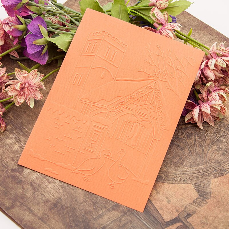 Foldere de gofrare din plastic Farmhouse Fundal pentru realizarea de carduri DIY Scrapbooking Hârtie de decorare Articole pentru artizanat 12,7x17,8cm