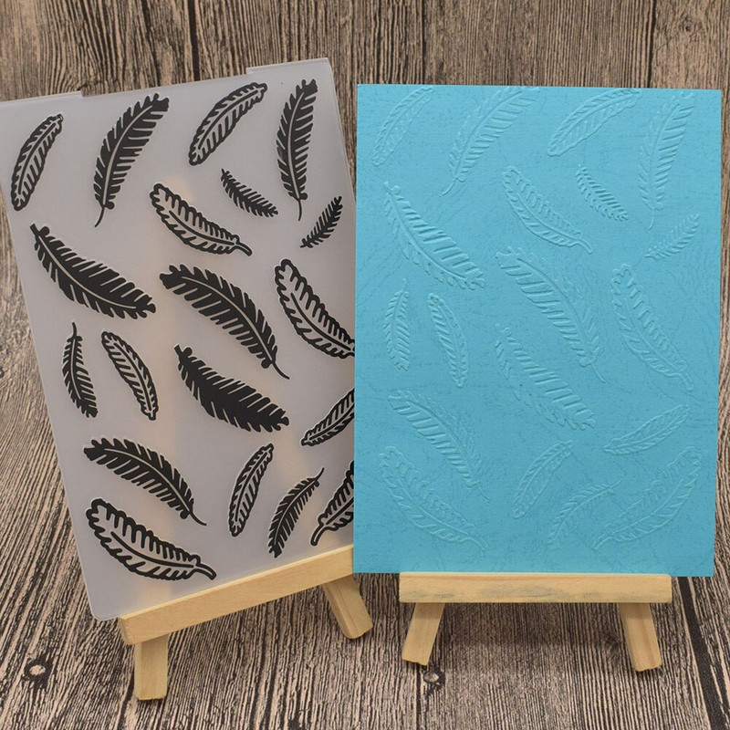 Șablon de dosar de imprimare din plastic cu pene pentru decorarea fundalului de card de hârtie pentru album foto