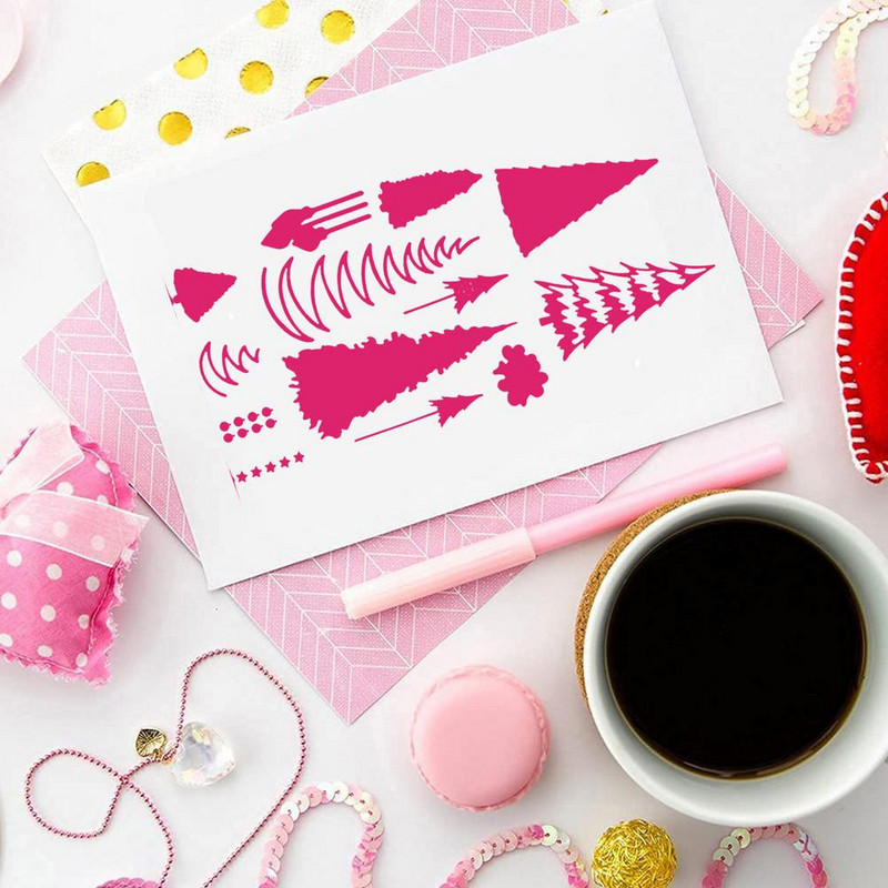 Karácsonyi Halloween Virágos Átlátszó Bélyegző Vágó műanyag sablon Kézműves Papírkártyák készítése Dekoratív Papírsablon