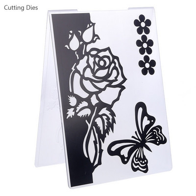 Ροζ λουλούδι σε σχήμα πεταλούδας πλαστικοί ανάγλυφες φάκελοι For Diy Scrapbooking Κάρτα άλμπουμ φωτογραφιών Δημιουργία προτύπων χειροτεχνίας σφραγίδων