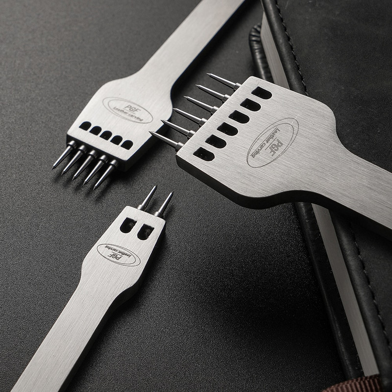 PGF από ανοξείδωτο ατσάλι με μυτερή μύτη αντικαταστάσιμη αγκαθωτό σίδερο με αφαιρούμενη στρογγυλή τρύπα διάτρητο δερμάτινο χειροτεχνικό δερμάτινο εργαλείο