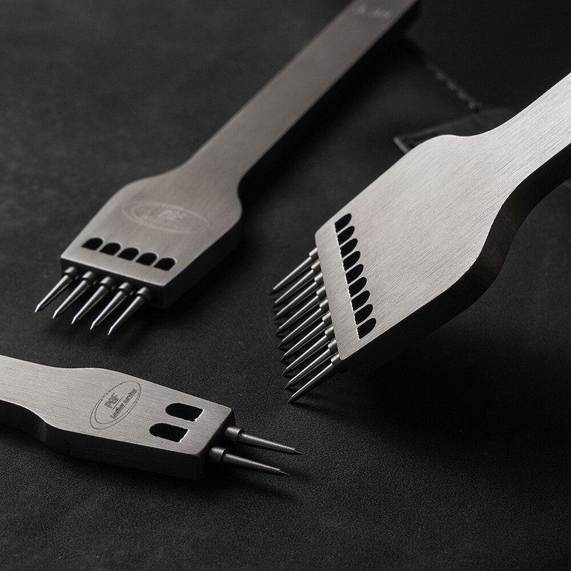 PGF από ανοξείδωτο ατσάλι με μυτερή μύτη αντικαταστάσιμη αγκαθωτό σίδερο με αφαιρούμενη στρογγυλή τρύπα διάτρητο δερμάτινο χειροτεχνικό δερμάτινο εργαλείο