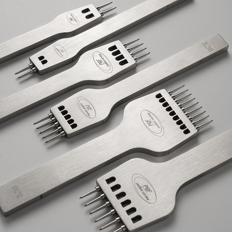 PGF από ανοξείδωτο ατσάλι με μυτερή μύτη αντικαταστάσιμη αγκαθωτό σίδερο με αφαιρούμενη στρογγυλή τρύπα διάτρητο δερμάτινο χειροτεχνικό δερμάτινο εργαλείο