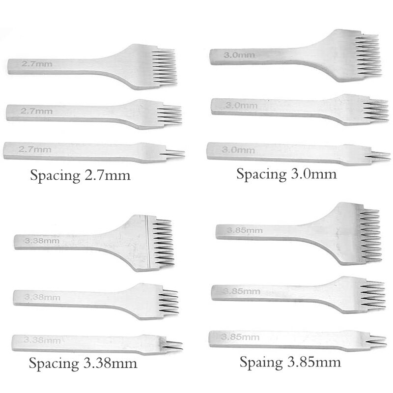 3 τμχ Σετ εργαλείων διάτρησης ραφής δερμάτινη χειροτεχνία γαλλικού τύπου DIY Εργαλεία διάτρησης με τρύπες Σμίλη λοξή επίπεδη κοπή 3,85/3,38/3,0/2,7 χιλιοστά