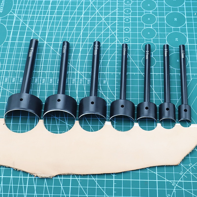 15-45 χιλιοστά Ημικυκλική διάτρηση Ραφή κοπής από χάλυβα Δερμάτινο γωνιακό κιτ κοπής Εγχειρίδιο Στρογγυλή ζώνη ζώνης τσάντα πορτοφόλι Δερμάτινο εργαλείο διάτρησης