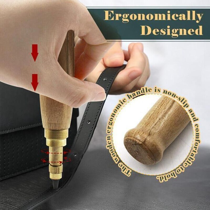 DIY Δερμάτινη γροθιά Περιστροφική διάτρηση Αντικαταστάσιμη σίγαση Περιστροφική διάτρηση Βιδωτή μύτη τρυπανιού Εργαλείο χειρός για ιμάντα ρολογιού ζώνης