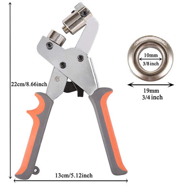 WOZOBUY Grommet Tool Kit Grommet Press Punch Kit Πένσα μηχανής πένσα χειρός για δερμάτινα παπούτσια από ύφασμα Tarp