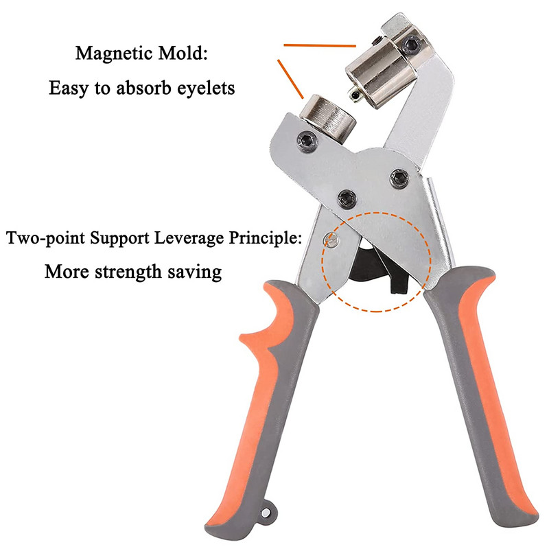 WOZOBUY Grommet Tool Kit Grommet Press Punch Kit Πένσα μηχανής πένσα χειρός για δερμάτινα παπούτσια από ύφασμα Tarp
