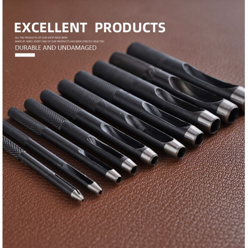 Set okruglih šupljih bušilica Alat za bušenje kožnih rukotvorina Alat za rezanje šupljih rupa za narukvice za satove Remeni Platneni papir (1-10 mm)