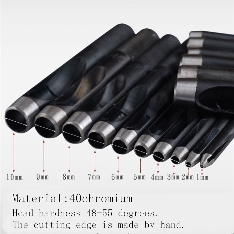 Set okruglih šupljih bušilica Alat za bušenje kožnih rukotvorina Alat za rezanje šupljih rupa za narukvice za satove Remeni Platneni papir (1-10 mm)