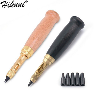 6 Tips Leather Screw Hole Punch Japanese Auto Bookbinding Drill 1.5-4mm Puncher For Leathercraft Belt Paper Hole Punches