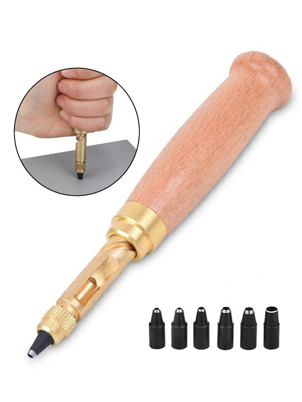 6 antgaliai odinis sraigtinis skylių perforatorius Japoniškas automatinis knygų įrišimo gręžtuvas 1,5–4 mm perforatorius, skirtas odiniams diržams popieriui perforuoti