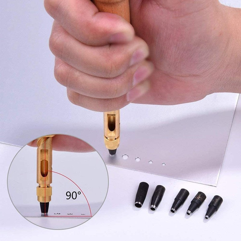 6 antgaliai odinis sraigtinis skylių perforatorius Japoniškas automatinis knygų įrišimo gręžtuvas 1,5–4 mm perforatorius, skirtas odiniams diržams popieriui perforuoti