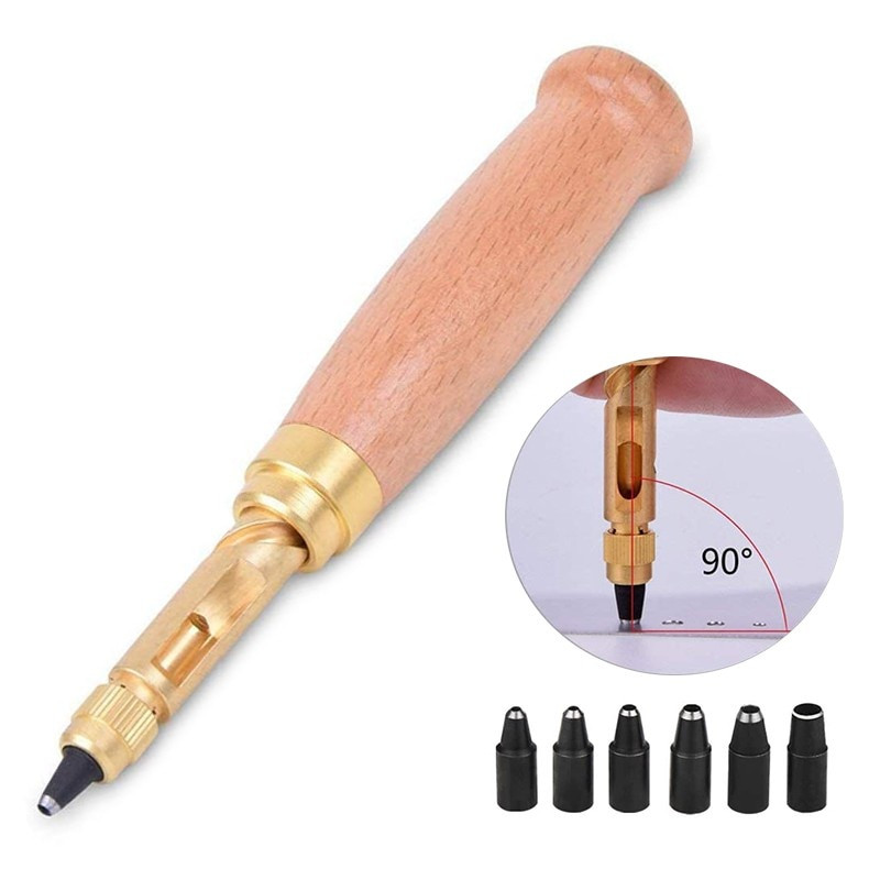 6 antgaliai odinis sraigtinis skylių perforatorius Japoniškas automatinis knygų įrišimo gręžtuvas 1,5–4 mm perforatorius, skirtas odiniams diržams popieriui perforuoti