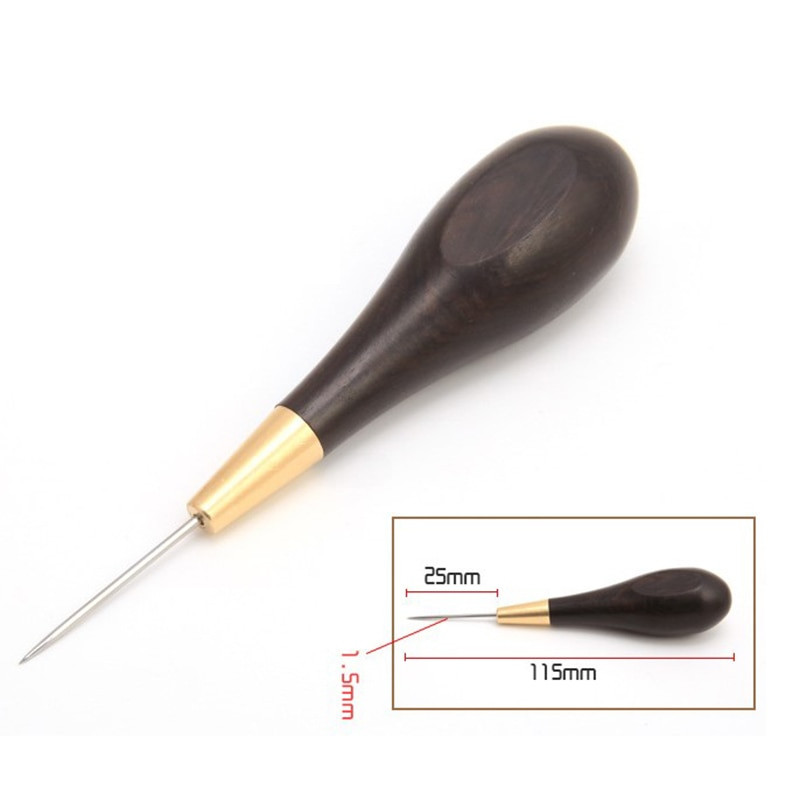 1 τμχ Δερμάτινο σουβλί ραφής σε σχήμα διαμαντιού Ebony Blackwood & Brass Craft Tool Hand Sewing Awl DIY Stitcher Taper 2022 Νέο