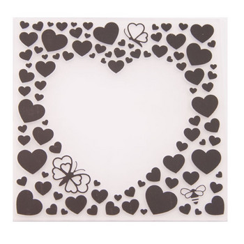 Σχήμα αγάπης καρδιάς Πλαστικά ανάγλυφα φάκελοι Πρότυπο για DIY Scrapbooking Crafts Δημιουργία άλμπουμ φωτογραφιών Διακοσμητική κάρτα διακοπών