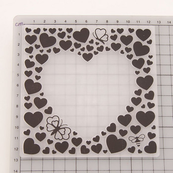Σχήμα αγάπης καρδιάς Πλαστικά ανάγλυφα φάκελοι Πρότυπο για DIY Scrapbooking Crafts Δημιουργία άλμπουμ φωτογραφιών Διακοσμητική κάρτα διακοπών