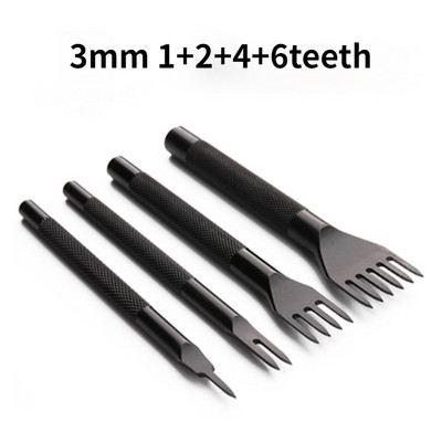 3/4/5/6 χιλιοστά Spacing Δερμάτινες τρύπες Διάτρηση ραφής Διαμάντι τρύπημα 1-2-4-6 Δόντια Κορδόνια Ράψιμο DIY Ζώνη χειροτεχνίας 4 τμχ/σετ