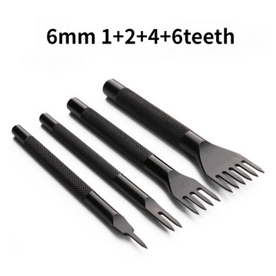 3/4/5/6 χιλιοστά Spacing Δερμάτινες τρύπες Διάτρηση ραφής Διαμάντι τρύπημα 1-2-4-6 Δόντια Κορδόνια Ράψιμο DIY Ζώνη χειροτεχνίας 4 τμχ/σετ