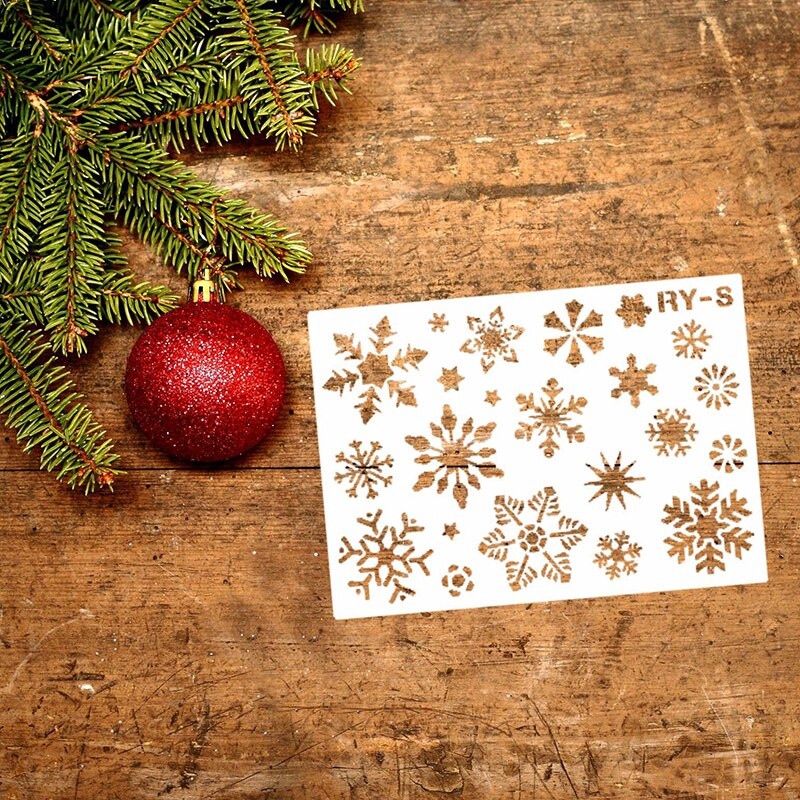 Πρότυπο ζωγραφικής με διάτρητο στένσιλ χριστουγεννιάτικου νιφάδας χιονιού ανάγλυφο Αξεσουάρ DIY Craft Scrapbooking Επαναχρησιμοποιήσιμο κοίλο πρότυπο