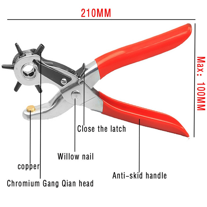 Δερμάτινο εργαλείο διάτρησης για δερμάτινες χειροτεχνίες ματιές Diy ματιές Εργαλεία χειρός Ράψιμο Leathercraft Needlework Χαρτί διάτρησης ζωνών τρύπας