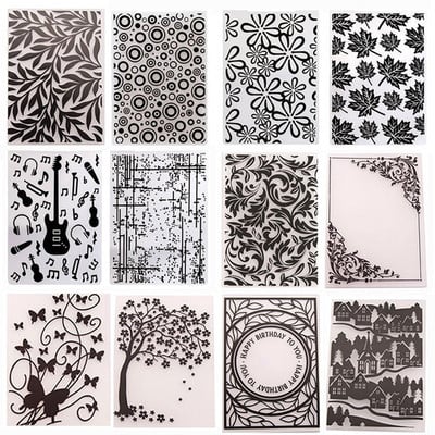 12 Styles Leaves Tree Plastic Embossing folders Stencils for Scrapbooking DIY Template Making Photo Album Card Handmade Decor