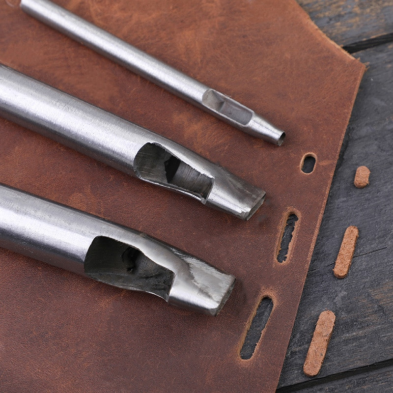 Fenrry auguraudade komplekt Nahast ovaalne auguraua terasest käsitöö õõnsa augurauda nahast tööriistad nahast rihma augustaja DIY tööriistad