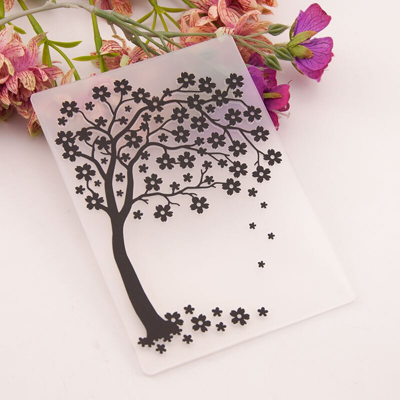 Flower Tree Πλαστικά ανάγλυφα φάκελοι Πρότυπο για DIY Scrapbooking Crafts Δημιουργία άλμπουμ φωτογραφιών Διακοσμητική κάρτα διακοπών