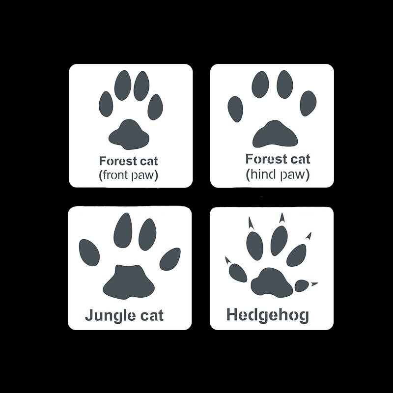 Animacinių filmų plastikinis trafaretas Vaiko trafaretas Gyvūnų pėdsakų trafaretas tapybai Ažūrinis šablonas Iškarpų albumas reljefinis albumo dekoravimas