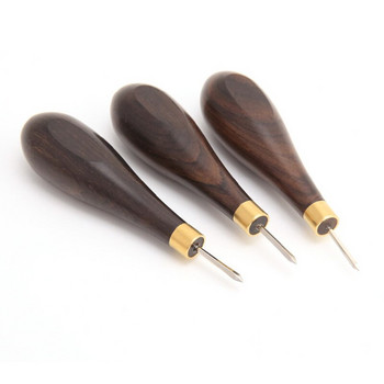 1 БР. Лилава дръжка от сандалово дърво, кожено шило за занаяти, ръчно изработени шевни инструменти